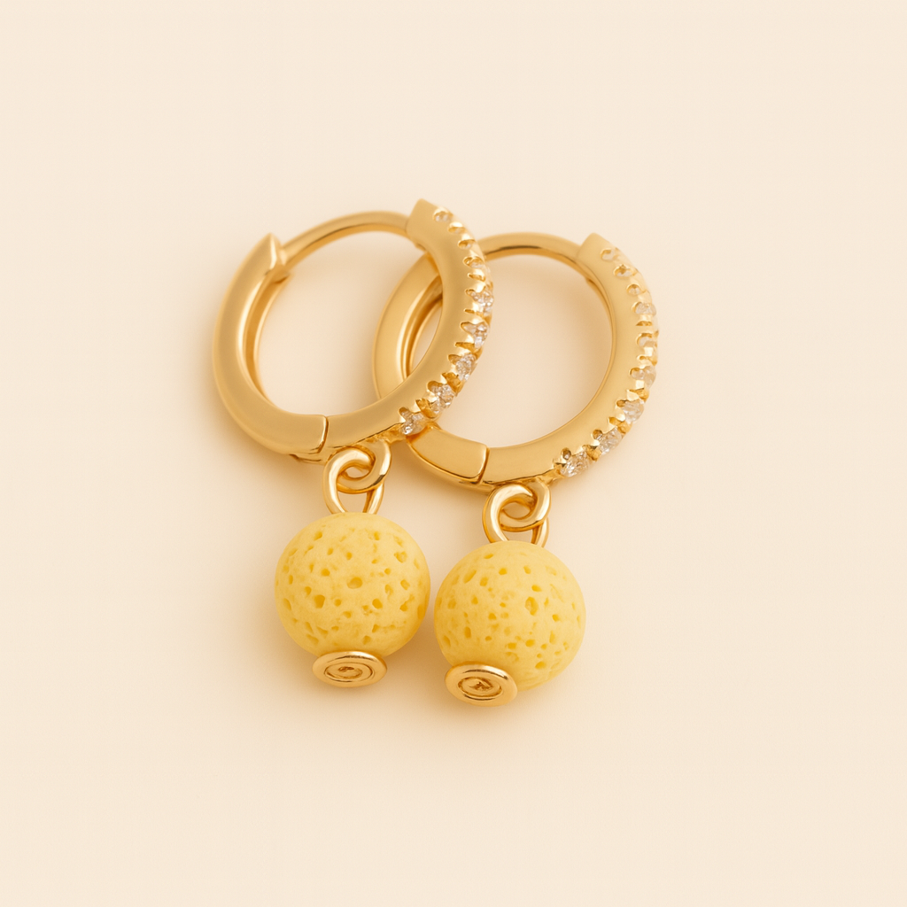Boucles d'oreilles Halo Flora Argent plaqué or jaune 3µ