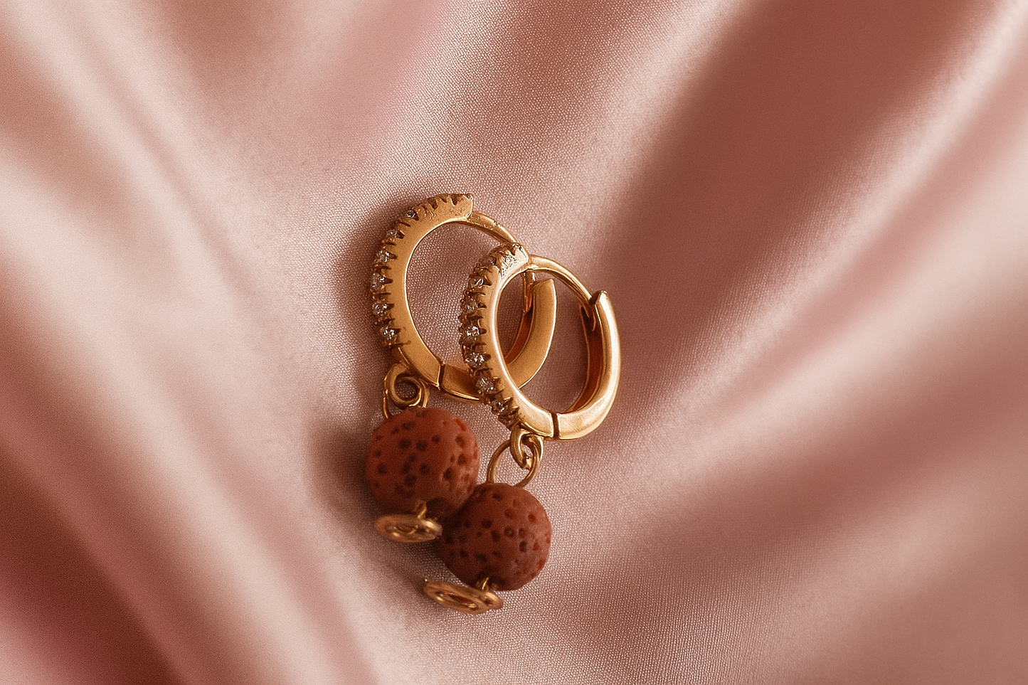 Boucles d'oreilles Halo Flora Argent plaqué or rose 3µ