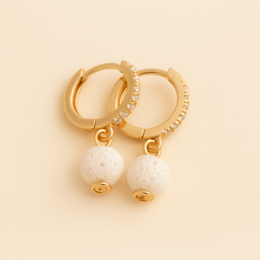 Boucles d'oreilles Halo Flora Argent plaqué or jaune 3µ