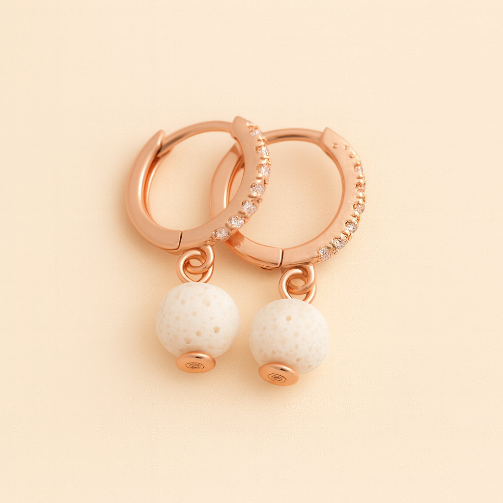 Boucles d'oreilles Halo Flora Argent plaqué or rose 3µ