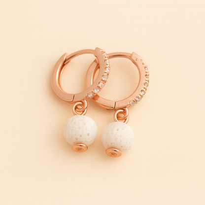 Boucles d'oreilles Halo Flora Argent plaqué or rose 3µ