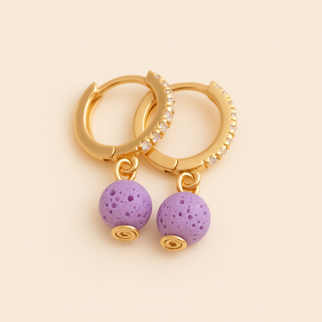 Boucles d'oreilles Halo Flora Argent plaqué or jaune 3µ