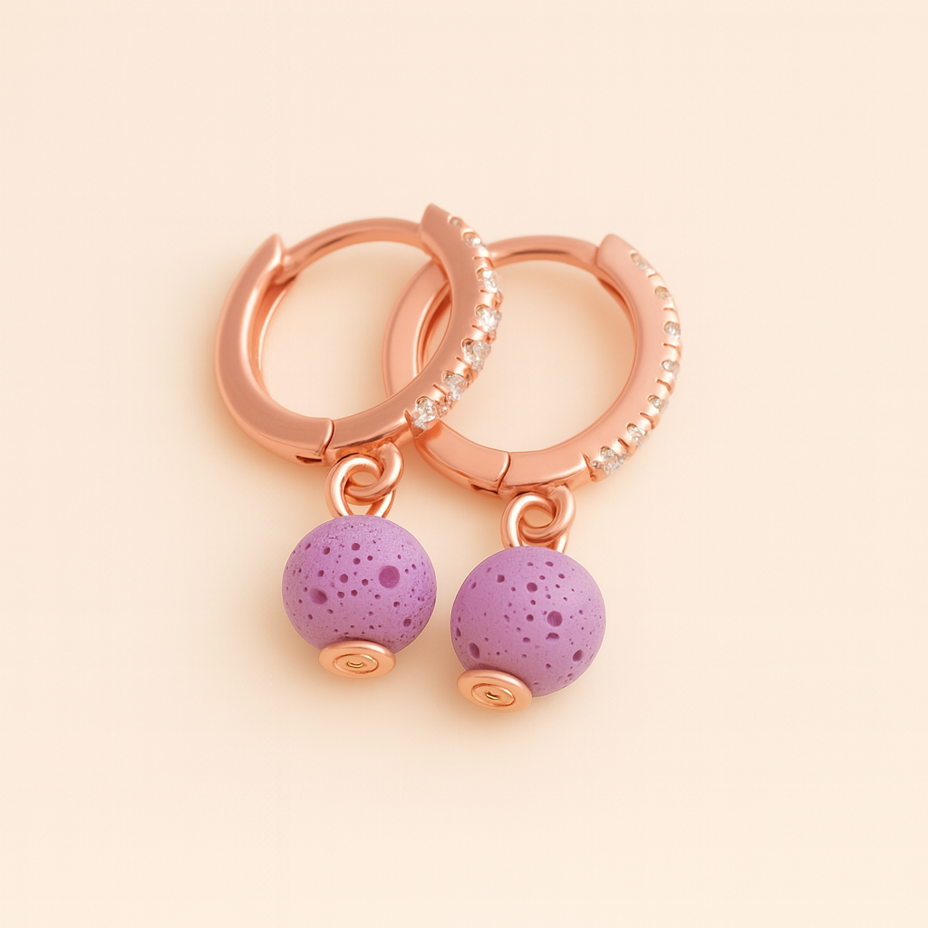 Boucles d'oreilles Halo Flora Argent plaqué or rose 3µ