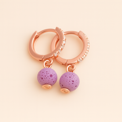 Boucles d'oreilles Halo Flora Argent plaqué or rose 3µ