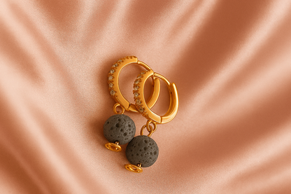 Boucles d'oreilles Halo Flora Argent plaqué or rose 3µ