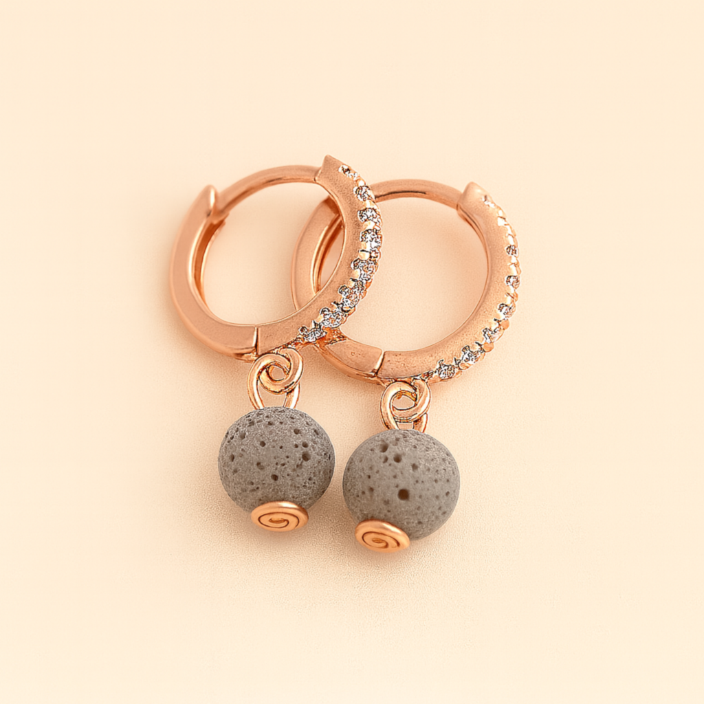 Boucles d'oreilles Halo Flora Argent plaqué or rose 3µ