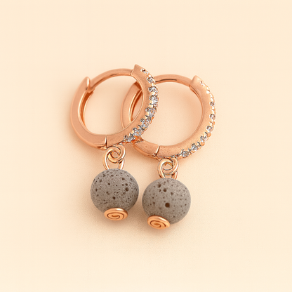 Boucles d'oreilles Halo Flora Argent plaqué or rose 3µ