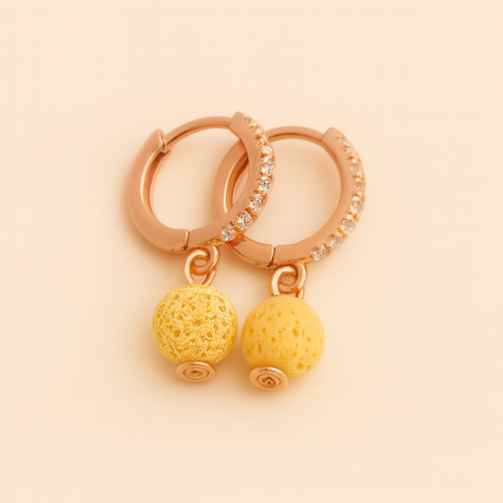 Boucles d'oreilles Halo Flora Argent plaqué or rose 3µ