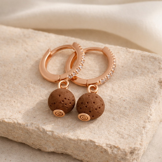 Boucles d'oreilles Halo Flora Argent plaqué or rose 3µ